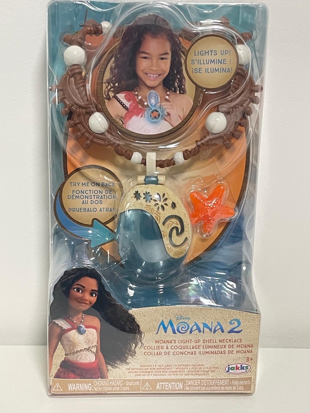 Disney Moana 2 Light-Up Shell Necklace — Blue & Gold with Orange Star